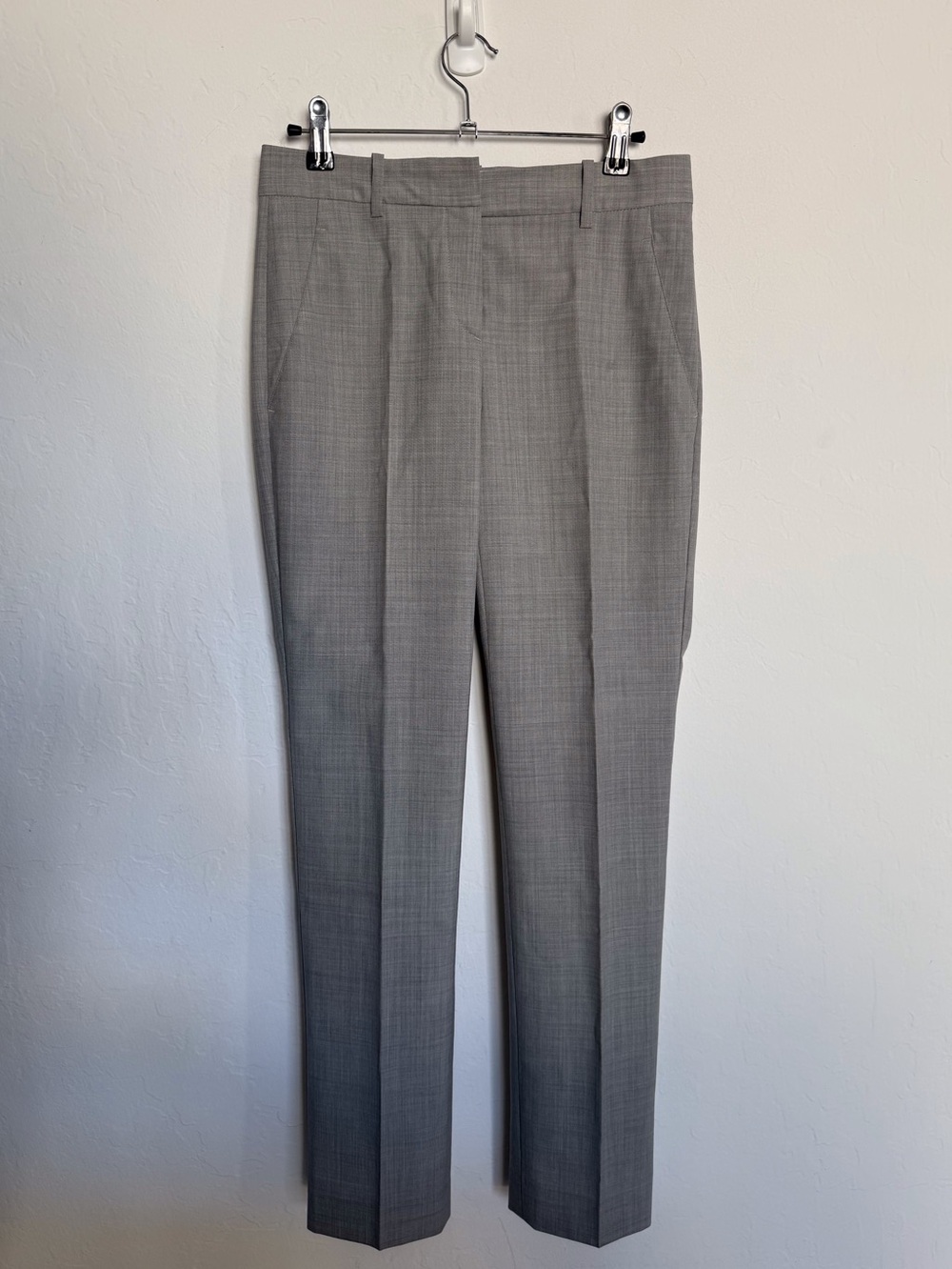 Theory Slim Straight Dress Trousers in Grey - Picture 2 of 9